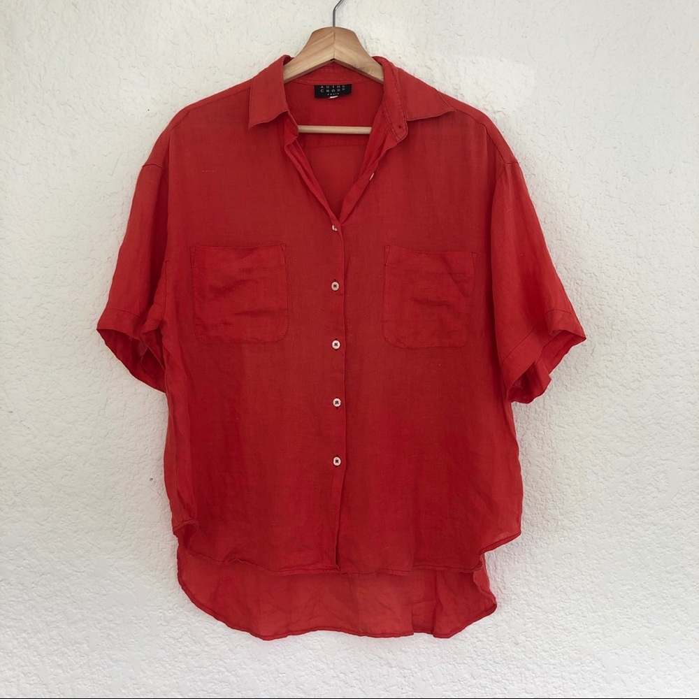 100% LINEN BUTTON UP TEE